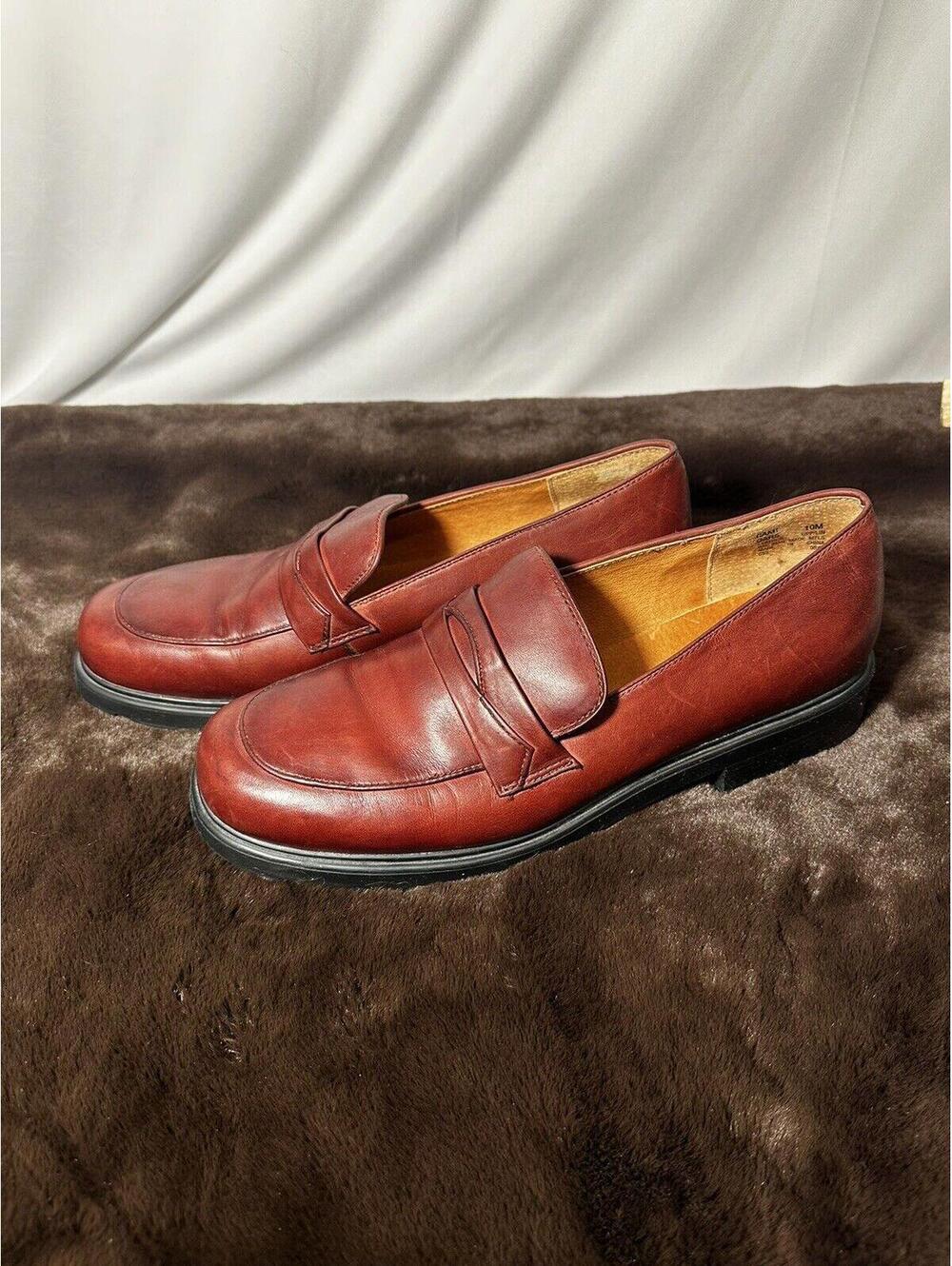 BASS WOMEN'S LEATHER ALBINI BURGUNDY LOAFERS SHOES 10M 2" HEELS